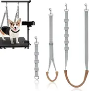 Dog Grooming Harness, 3 PCS Adjustable Dog Grooming Sling Bathing Restraint Belly Strap with D-Rings Restraint Noose Safety Rope for Small Medium Dogs Cats (Grey)