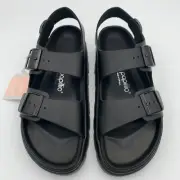 Birkenstock New w/ Box Milano Chunky Pap Black Leather Exquisite Footbed Narrow