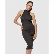 Oh!Zuza Turtle Neck Sleeveless Casual Ribbed Midi Dress