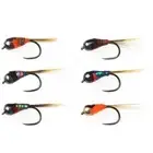 ☆6 Flies - Tungsten Two Bit Hooker Red Jig Head Fly - Hook Euro nymph Hanak G8T4