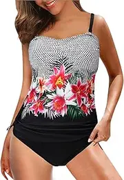 [Generic] Slimming Swimsuits Push Two Piece Swimwear Women Swimsuit Set Plus Size Up Swimsuits Teen Girls Black