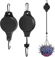 Pack of 2 Retractable Plant Rollers, Hanging Basket, Retractable Hook, Adjustable Hanging Pot for Plants, Hanging Basket Hook, Hanger for Garden Baskets