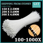 100-1000PCS Cable Ties Zip Ties White Nylon UV Stabilised Bulk White Cable Ties