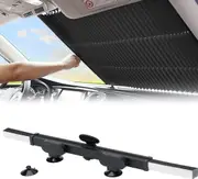 Retractable Windshield Sun Shade for Car, Large Sun Visor Protector Blocks 99% UV Rays to Keep Cool, Fits Front Window of Various Models