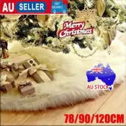 White Christmas Tree Skirt Base Faux Fur Xmas Floor Mat Ornaments Decoration RO