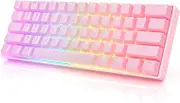 HK GAMING GK61 Mechanical Gaming Keyboard - 61 Keys Multi Color RGB Illuminated LED Backlit Wired Programmable for PC/Mac Gamer (Gateron Optical Silver, Prism Pink)