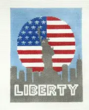 Lauren Bloch Lady Liberty Moon Flag Handpainted Needlepoint Canvas
