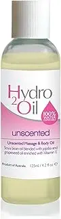 Hydro 2 Oil Unscented Massage Oil 125ml - Water Dispersible Formula with Jojoba and Grapeseed Oil Enriched with Vitamin E