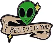 [Pinstant] Little Green Alien Martian I Believe In You UFO 1.25" Enamel Pin Badge, 1.25 Inches, Enamel, enamel