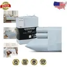 Luxury 300 Thread Count Organic Cotton Twin XL Sheets - Light Blue, 3 Piece Set