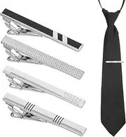 [SOGHO] Set of 4 Men's Tie Clips, Tie Clip Set for Men, Classic Tie Pin for Business, Tie Clip Set, Tie Clips for Valentine's Day, Wedding, 1, Non-Precious Metal, No Gemstone