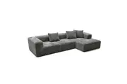 Design Square Modern Fabric Modular L-Shape Lounge Sofa Couch - Light Grey