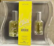 Charlie Revlon Sunshine Cologne Spray 1.3 oz ,0.5 oz original 90s in vanity case