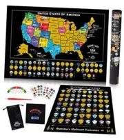 Scratch Off Map of United States + All 63 US National Parks Scratch Off