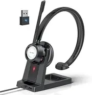 BH60P Wireless Headset with Charging Base V5.0 Dual Microphone CVC 8.0 Noise Canceling for Call Center for Office PC