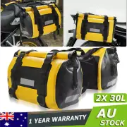 2X 30L Motorcycle Saddle bags Waterproof PVC Roll Dry Bag Rear Side Storage Box