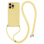 For iPhone 13 Pro Max Case Fiber Lining TPU Cover with Long Lanyard