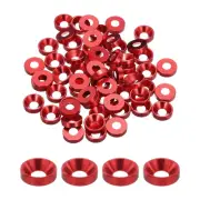M5 Cone Cup Countersunk Washers,Anodized Aluminum for Screw RC,60PCS(Dark Red)
