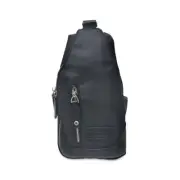 Men's Republic Nylon Single Strap Sling Bag On the Go Portable Backpack Black