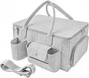 Baby Diaper Caddy Organizer with Lid – Portable Diaper Tote Bag with Multiple Compartments, Travel Baby Bag for Must-Haves, Newborn Essentials Gift Basket