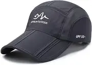 [JZS] Foldable Baseball Cap, Adjustable Unstructured Design UPF 50+ Sun Protection Quick Dry Portable Folding Hats for Men or Women(Grey)