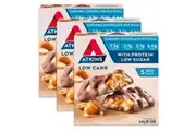 15pc Atkins Advantage Low Sugar Carb Caramel Chocolate Protein Nut Roll Bars 44g