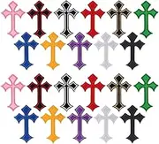 22 Pcs Cross Patches, Decorative Iron On Patches Cross Iron On Faith Religious Embroidery Patches for Clothes Iron On Patch for Jeans Shirt Hat Jacket