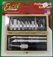Excel Professional Hobby Knife Set #44390 NEW sealed wooden case, knives, blades