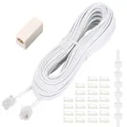 Extension Cord 33 Ft Telephone Cable with Standard RJ11 Plug and 1 in-Line Co...