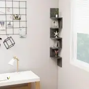 Wall Corner Shelf High Gloss Grey 20x20x127.5 cm Engineered Wood