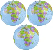 Cobee Inflatable Globes, 3 Pcs PVC World Globe Balls, Globe of The World, Earth Beach Balss for Beach School Office Education Teaching(16 Inch Before Inflated, 12 Inch After Inflated)