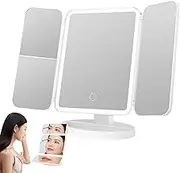 LeoLeoii LED Mirror Vanity, LED Makeup Mirror 3-Color Light Makeup Mirror for Desk, Travel Vanity Mirror Portable Cosmetic Mirror for Women Girls