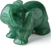 QINJIEJIE Green Aventurine Elephant Crystals Luck Elephant Decor Pocket Polished Crystal Statue Guardian Figurine Meditation Car Office Hippie Room Cute Green Desk Decor Spiritual Gift Love Christmas