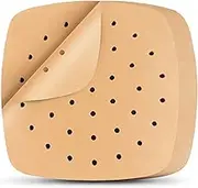 Air Fryer Liners, 200Pcs Square, 8.5 Inch Perforated Parchment Paper Sheets for Baking, HOFHTD Parchment Paper for Air Fryer and Bamboo Steaming Basket (Unbleached)