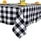 ShinyBeauty Checked Square Tablecloth 54x54-Inch Black and White Buffalo Plai...