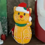 NEW Christmas GINGERBREAD Cat Kitty TABLETOP BLOW MOLD Lights Up 11" Santa's Hat