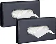 MAEZOE 2-Pack Leather Car Tissue Holder, Sun Visor Kleenex Holder Lotion Facial Tissues, Car Napkin Holder for Automotive, SUV, Truck
