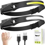 Headlamp Flashlight, High Lumen Led Headlights Rechargeable COB 230°Wide Beam Wa