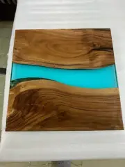 Resin River Table, Square Epoxy Table Top, Handmade Coffee Table, Dining Tables