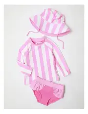 [Sprout] Stripy 3 Piece Swim Set in Tulip