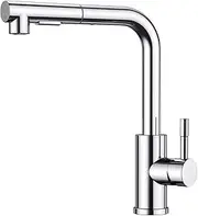 FORIOUS WELS Kitchen Taps, Kitchen Taps Mixer for Sink with Spout Swivels 360° Single Handle Two Spray Function, Pull Out Flexible Hose, Ploished Chrome