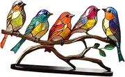 Qianly Metal Birds Sculpture Bird Statue Multicolor Craft Elegant Birds Desktop Ornament Home Decoration for Office Dining Room Car Garden Table, 15cmx28cmx8cm