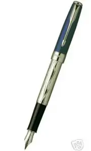 Parker Sonnet Special Edition Silver Fountain Pen 18Kt Gold Medium Pt New In Box