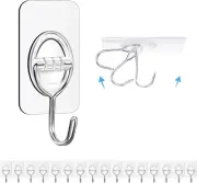 16PCS Adhesive Wall Hooks - Hanging up to 5Kg (11Lbs), Small Sticky Hooks No Dam