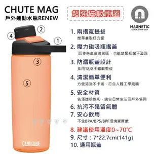 【CAMELBAK】600ml Chute Mag 戶外運動水瓶(台灣代理公司貨/駝峰/水壺/磁吸蓋/戶外水壺)