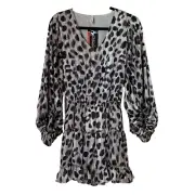 Tyche Women's Firty Flowy Animal Print Mini Dress Made in USA Size S $65