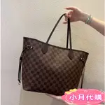 歐洲代購 LV 路易威登 NEVERFULL 托特子母包 N41358 中号 棋盤格 手提包 紅色內裡 單肩包購物袋