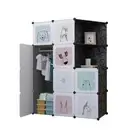 NNEAGS 10 Cubes Black Portable Wardrobe Divide-Grid Modular Storage Organiser Fo