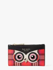 blinx plaid owl small slim bifold wallet