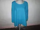 Women's FLAX Teal Blue Linen Long Sleeve Tunic Top Plus Size 2G *NWT $105